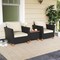 Costway 3 PCS Outdoor Patio Rattan Bistro Furniture Set Wooden Table Top Cushioned Sofa Black Brown